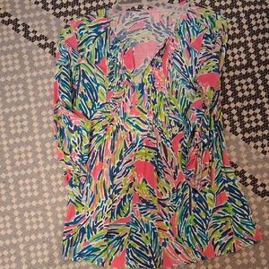 Lilly Pulitzer Pink and Green Patterned Blouse